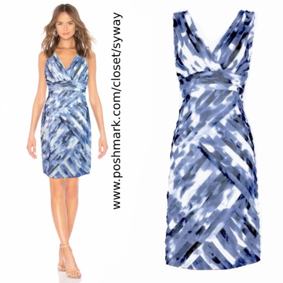 Ann Taylor Dresses & Skirts - Ann Taylor Blue Watercolor V-Neck Sheath Dress